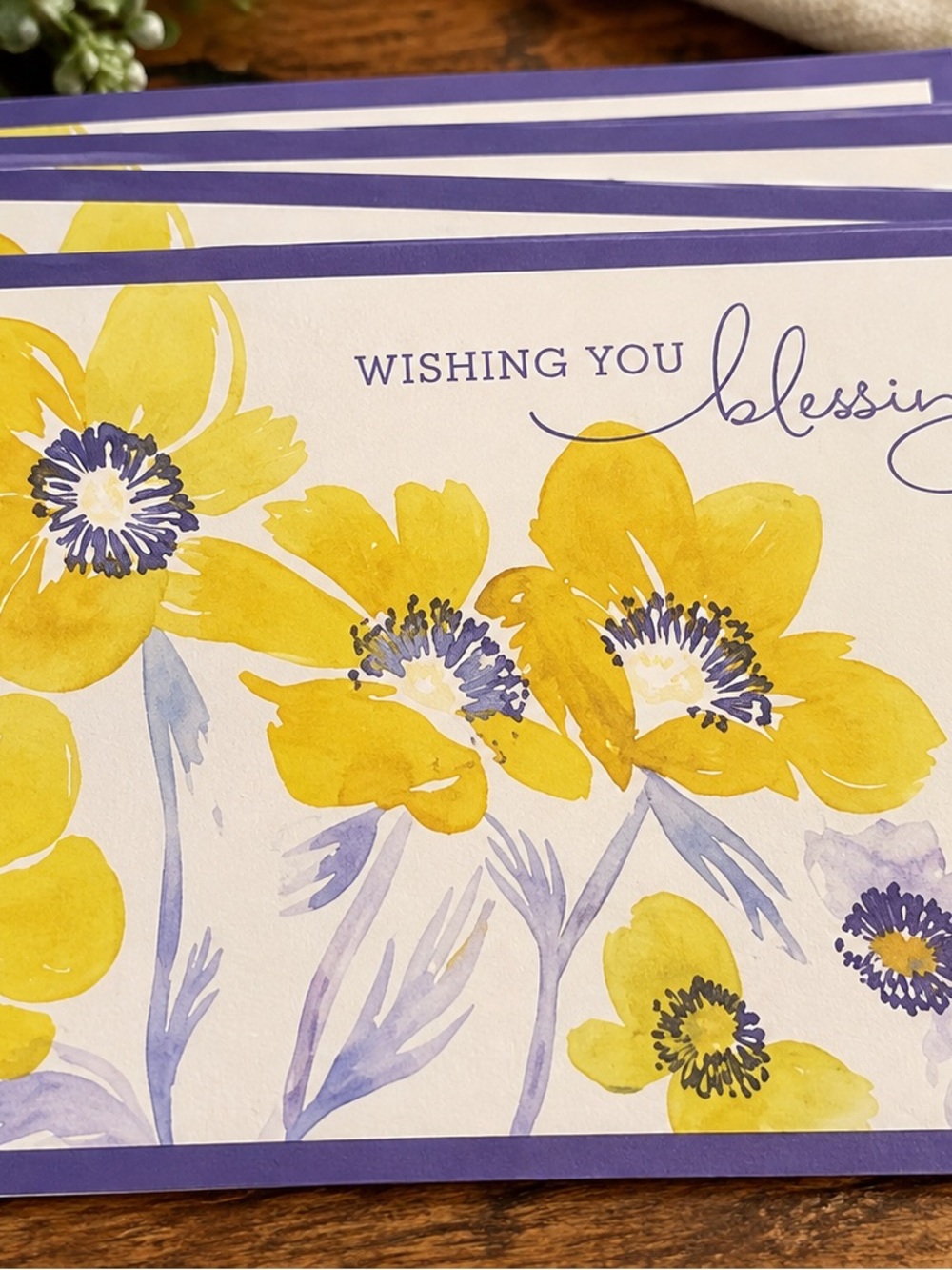 5 Floral Thank You Card Yellow & Purple